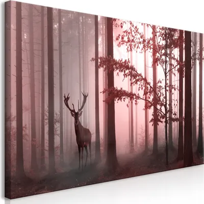 Produktbild von Wandbild Mega XXXL Wald 250x125 cm Einteiliger XXL-Format Kunstdruck zur Selbstmontage Leinwandbilder moderne Bilder DIY Wanddekoration Wohnung Deko Hirsch Landschaft c-C-0235-ak-h