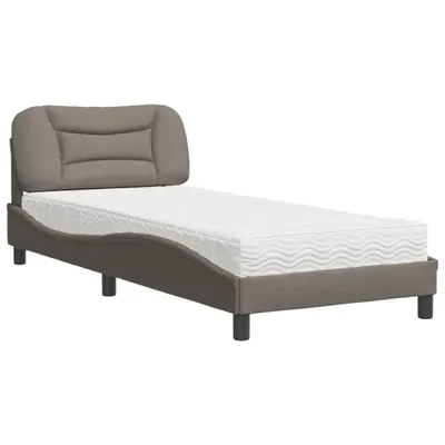 Zdjęcie produktu dla Łóżko z materacem, Hvar, taupe, 90x190 cm, obite tkaniną