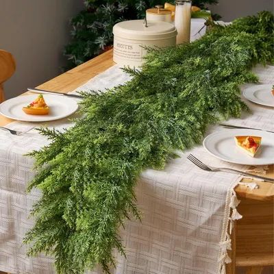Image de Guirlande de Noël en cèdre, 183 cm, verte, artificielle, pour intérieur et extérieur