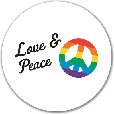 Produktbild von Huuraa Aufkleber Love & Peace 10cm rund Sticker Geschenkidee