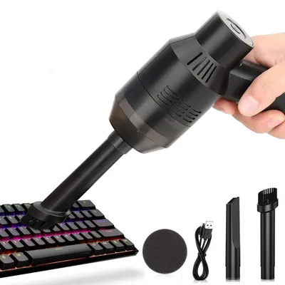 Image de Mini aspirateur rechargeable sans fil pour clavier, ordinateur portable, voiture, avec 2 buses, fonction de charge USB, 8W