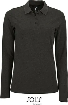 Produktbild von SOLs 02083 | Damen Long-Sleeve Piqué Polo Shirt Perfect - Farbe: Charcoal Melange - Größe: L