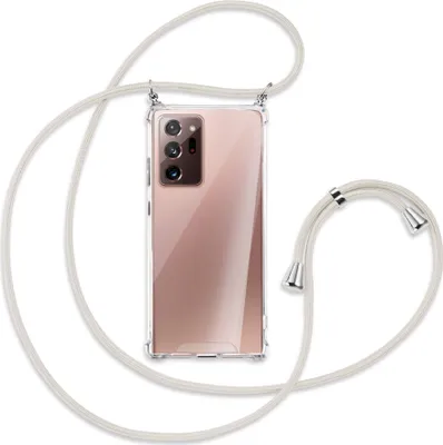 Produktbild von Handykette Backcover-Schutzhülle mit Band (Metall silberfarben) für Samsung Galaxy Note 20 Ultra - broken white