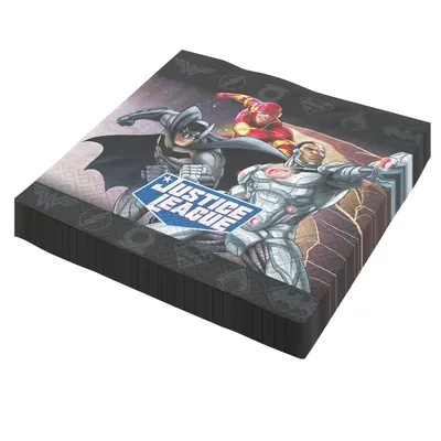Produktbild von Justice League 20 Papier Servietten, 33x33 cm, bunt, 3-lagig Einwegservietten