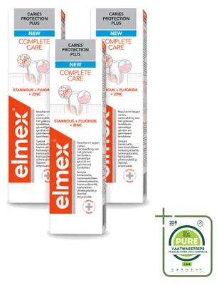 Zdjęcie produktu dla 3 sztuki pasty do zębów Elmex Caries Protection Plus Complete Care, 75 ml - opakowanie zbiorcze