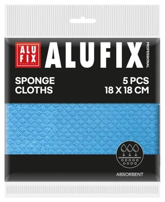 Zdjęcie produktu dla Ściereczka do czyszczenia Alufix Economy, 18x18 cm, celuloza, chłonna, 5 sztuk, niebieska