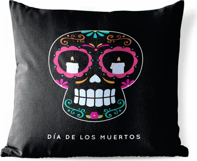 Produktbild von MuchoWow® Outdoor Kissen - Bunte Illustration des Dia de los Muertos - 45x45 cm - Wetterfest - Lounge Kissen - Fotokissen - Dekoratives Kissen
