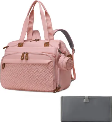 Produktbild von ASKSA Baby Wickeltasche Gross mit Schnullertasche und Wickelunterlage Multifunktions Babytasche Reisewindeltasche fuer Mama und Papa, Rosa