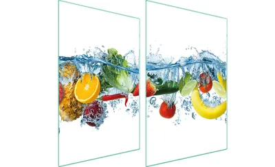 Immagine prodotto di Piastre copri fornelli 2 pezzi 35x52 Copri piano cottura in Vetroceramica tagliere in vetro frutta e verdura