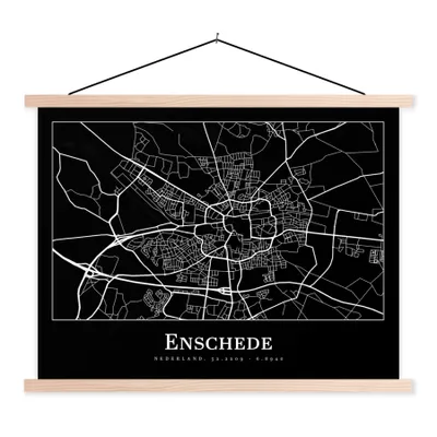 Obrázek produktu pro MuchoWow® Textilní plakát - Mapa - Enschede - Mapa města - Mapa města - 60x45cm - S hnědými lamelami