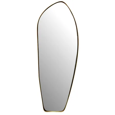 Produktbild von Wandspiegel Asymmetrisch 33x90 cm Metall Design Hängespiegel Gold, Eisen Dekospiegel Unförmig mit Rahmen, Spiegel Wand Groß, Flurspiegel Länglich, Garderobenspiegel Modern