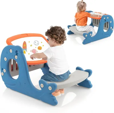 Produktbild von Omgoods – Kindertafel 4-in-1 mit Staffelei und Whiteboard – Zweiseitige Malfläche