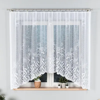 Produktbild von WANDA - Fertiggardine aus Jacquard mit Schnitt unten - 300x160 cm - weiß