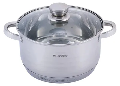 Produktbild von Edelstahl Topf Induktion 5L 24cm mit Glasdeckel