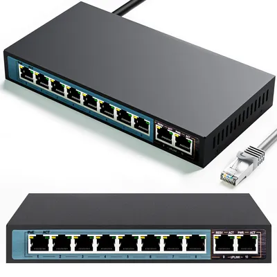 Productafbeelding van Extralink Gigabit PoE/PoE+ Switch 8× PoE, 2× RJ45 Uplink, 96 W, 250 m