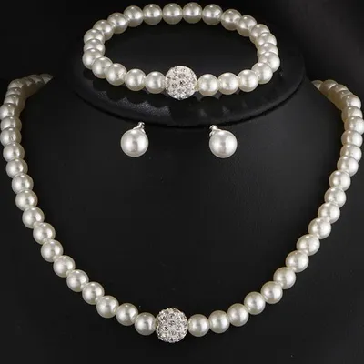 Obrázek produktu pro Set PM-2815 - Elegantní bílý šperkový set s náušnicemi, náramkem a náhrdelníkem KP2815