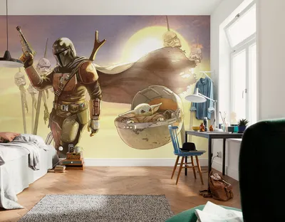 Produktbild von Komar Vlies Fototapete - Star Wars The Mandalorian and Grogu Mission - Größe 350 x 250 cm