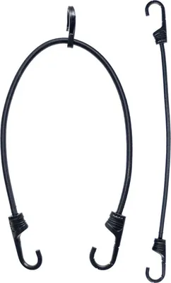 Produktbild von Spanngummi 600 mm mit 2 Kunststoffhaken, 2x feste Haken, schwarz