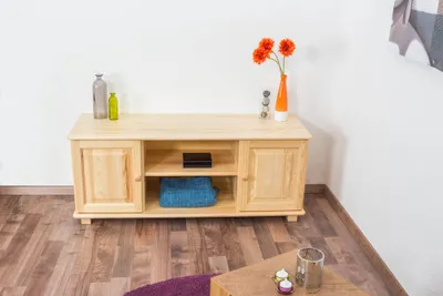 Produktbild von TV-Möbel TV-Schrank Massivholz Farbe: Natur 55x136x47 cm