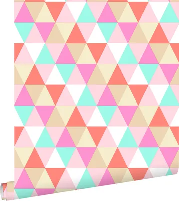 Obrázek produktu pro ESTAhome tapeta trojúhelníky růžová, tyrkysová a korálově červená 53 cm x 10,05 m