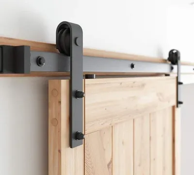 Obrázok produktu pre Sada príslušenstva pre posuvné dvere 2m oceľová čierna BARN DOOR SADA KOMPLETNÁ 2m LOFT Rebiko