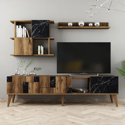 Obrázok produktu pre Skye Decor, Obývacia stena - Madryt (Orech + ?ierna)