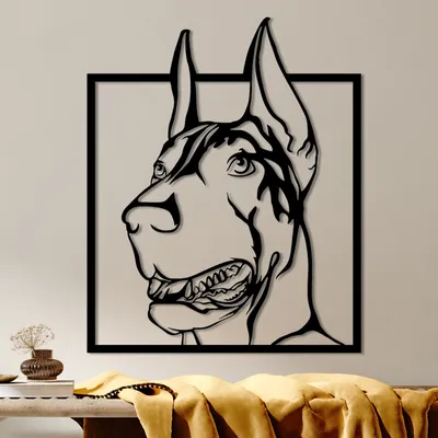 Obrázok produktu pre Wallity, Doberman, dekoratívny kovový doplnok na stenu, čierny, 100 % KOV, 44 x 54 cm