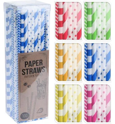 Produktbild von 36x 100 Stück Papier-Trinkhalme Strohhalme Trinkröhrchen 3600x