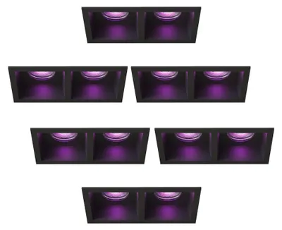 Produktbild von Ledvion 6er Set LED Einbaustrahler 2-Licht Schwarz RGB smart