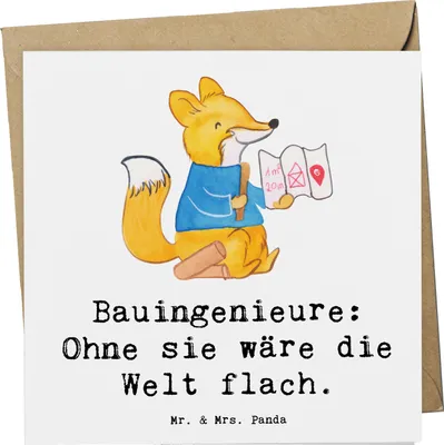 Produktbild von Mr. & Mrs. Panda Klappkarte Bauingenieur Held - Weiß - Geschenk, Tragwerke, Bau, Berufsliebe, doppelkarte, anlasskarte, faltkarte, Berufsprodukte, Glückwunschkarte, Beruf