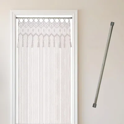 Produktbild von COZYOR Makramee-Vorhang, mit Holzösen Boho Vorhang Türvorhang Fenstervorhang 132x200cm, wahlweise mit Stange
