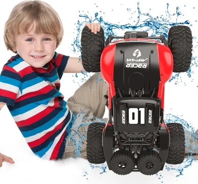 Immagine prodotto di JJR/C Q96 anfibio Rc auto 1:10 scala 4WD telecomando auto da corsa (rosso)