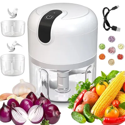 Productafbeelding van Elektrische knoflookhakker, 350 ml, voor het fijnmalen van knoflook, uien en andere ingrediënten. Ook geschikt als mixer