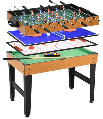 Obrázok produktu pre HOMCOM 4 v 1 Multigame herný stôl, spoločenský stôl s oceľovým stolnotenisovým stolom