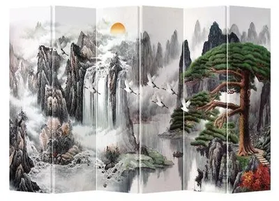 Produktbild von Fine Asianliving Paravent Asiatisch Raumteiler B240xH180cm Trennwand 6-teilig Berglandschaft