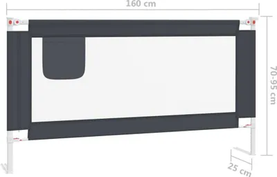 Image de vidaXL Barrière de sécurité pour jeune enfant gris foncé 160x25 cm Tissu