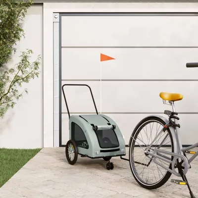 Immagine prodotto di Maison Exclusive - Rimorchio per bicicletta, adatto anche per cani, colore grigio. Realizzato in tessuto Oxford e ferro