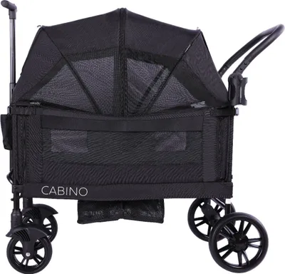 Produktbild von Cabino® Bollerwagen Waggie - Leicht, Faltbar, Verstellbarer Griff, Abnehmbare Sonnendach, Inkl. Tablett und Becherhalter Schwarz