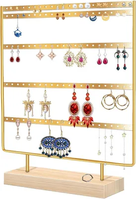 Produktbild von Schmuckständer - Ohrringhalter - Schmuckorganizer - 5 Ebenen - 35 cm hoch - Gold