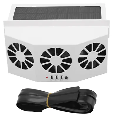 Image de Climatiseur de voiture à énergie solaire, grand angle, 3 ventilateurs, désodorisant, économe en énergie, ventilateur d'extraction, blanc