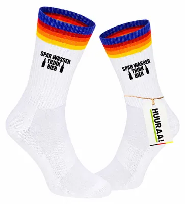 Produktbild von Huuraa Uni Socken Spar Wasser Trink Bier Bierflasche 37/41 Rainbow Baumwolle Tennissocken Geschenkidee, KI-generiertes Bild