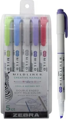 Produktbild von filzstifte Mildliner Zebra Pastell Junior 5 Stück