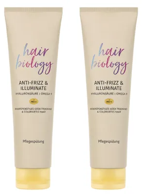Produktbild von 2 x hair biology Anti-Frizz & Illuminate Pflegespülung je 160ml