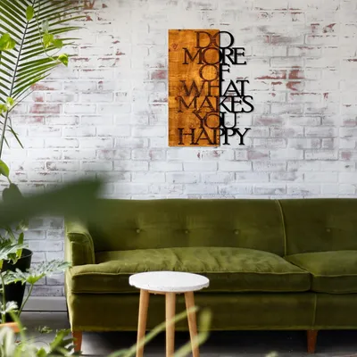 Obrázek produktu pro Wallity, Do More Of What Makes You Happy, nástěnná dekorace, ořech, kov, 42 x 58 cm