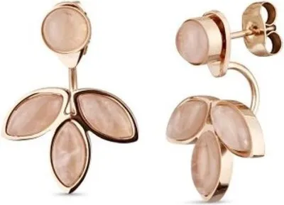 Productafbeelding van Vuch Oorbellen, verguld, 2-in-1, met roze lelies en robijnrode accenten