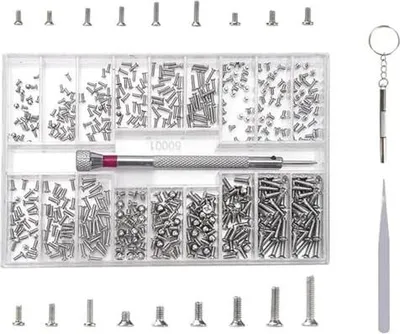 Produktbild von 500 Stück Kleine Schrauben Sortiment Kit M1.2 M1.4 M2 Edelstahl Mikro Reparaturschrauben Kleine Schrauben mit Schraubendreher für Brille Laptop Schmuck Uhrenreparatur