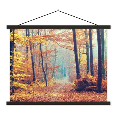 Produktbild von MuchoWow® Textilposter Wald - Herbst - Laub 60x45 cm mit schwarzem Rahmen - Poster Schlafzimmer