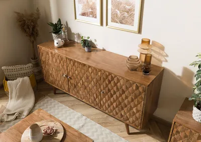 Produktbild von MASSIVMOEBEL24 Sideboard Akazie 160x42x75 Akazie natur lackiert MOSAYK #110