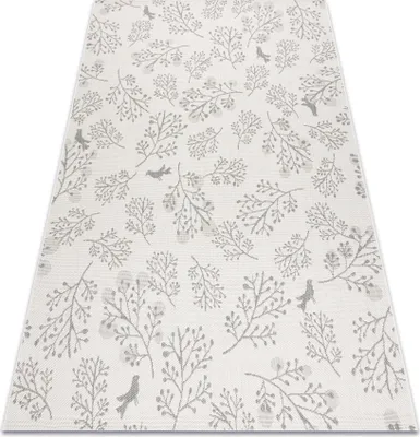 Produktbild von Teppich FLAT 48774/367 Laub Vögel -  creme grau Grau 80x150 cm