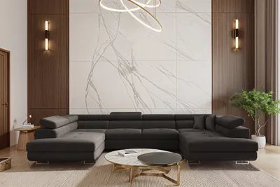 Produktbild von Wohnlandschaft Schlafsofa Sofa CARMELO in Stoff Nova Grafit